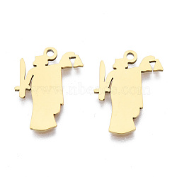 Ion Plating(IP) 201 Stainless Steel Pendants, Laser Cut, Guard, Golden, 18x14x1mm, Hole: 1.4mm(STAS-T044-253G)