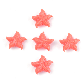 Synthetic Coral Beads, Dyed, Starfish/Sea Stars, Tomato, 14x16x6mm, Hole: 1mm