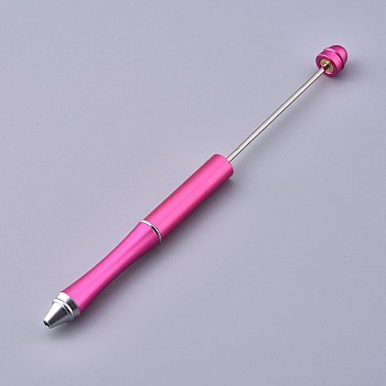 Plastic Beadable Pens, Shaft Black Ink Ballpoint Pen, for DIY Pen Decoration, Deep Pink, 157x10mm, The Middle Pole: 2mm