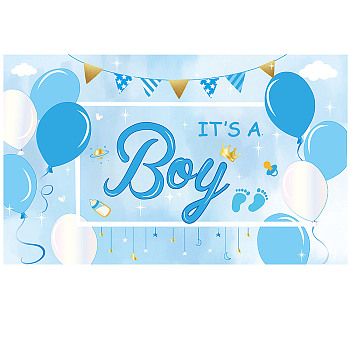 Polyester Hanging Banners Children Birthday, Birthday Party Idea Sign Supplies, It's A Boy, Sky Blue, 180x110cm