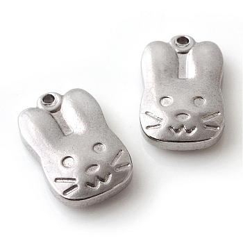 201 Stainless Steel Bunny Pendants, Rabbit, Stainless Steel Color, 16x10.5x3.5mm, Hole: 1.5mm