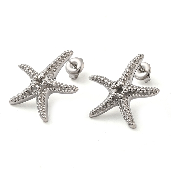 304 Stainless Steel Stud Earrings Findings, Starfish Earring Settings for Rhinestone, Stainless Steel Color, 23x22mm, Pin: 10x0.6mm, Fit for 2mm Rhinestone