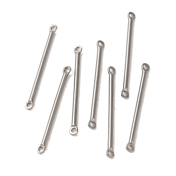 304 Stainless Steel Links, Bar Connector Charms, Stainless Steel Color, 30x2.5x1.5mm, Hole: 1.4mm