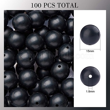 100Pcs Silicone Beads Round Rubber Bead 15MM Loose Spacer Beads for DIY Supplies Jewelry Keychain Making(JX452A)-2