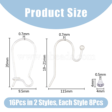 16Pcs 2 Styles 925 Sterling Silver Hoop Earrings & Earring Hooks(STER-DC0001-11)-2