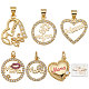 6Pcs 6 Style Mother's Day Brass Micro Pave Clear Cubic Zirconia Pendants(ZIRC-BBC0001-15)-1