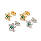 Rack Plating Brass Micro Pave Clear & Green Cubic Zirconia Star Ear Studs(EJEW-F301-16)-1