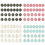 104Pcs 4 Colors Initial Letter A~Z Alphabet Enamel Charms, Flat Round Disc Double Sided Charms, Mixed Color, 14x12x2mm, Hole: 1.5mm, 26pcs/set, 1 set/color(ENAM-FS0003-90)
