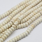 1 Strand Synthetic Turquoise Rondelle Beads Strands, Dyed, Creamy White, 6x4mm, Hole: 1mm, about 88~90pcs/strand, 15 inch(X-TURQ-G109-6x4mm-07)