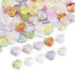 100Pcs 10 Colors Electroplate Baking Paint Glass Beads, Heart, AB Color Plated, Half Plated, Mixed Color, 14.5x16x4.5mm, Hole: 1.2mm, 10pcs/color(EGLA-YW0005-64)