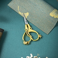 Stainless Steel Scissors, Embroidery Scissors, Sewing Scissors, with Zinc Alloy Handle, Shell/Dolphin/Starfish, Matte Gold Color, 125x65mm(WG30988-02)