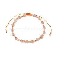 Adjustable Natural Sunstone & Glass Braided Bead Bracelet, Inner Diameter: 1-7/8~3-1/4 inch(4.75~8.2cm)(BJEW-JB10137-03)