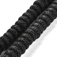 Natural Lava Rock Dyed Beads Strands, Rondelle, Black, 8x4.5mm, Hole: 1.6mm, about 43pcs/strand, 7.87 inch(20cm)(G-L586-B02-02)
