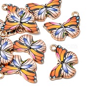Printed Alloy Pendants, Cadmium Free & Nickel Free & Lead Free, Light Gold, Butterfly, Coral, 15x20x1.5mm, Hole: 1.8mm(FIND-YW0001-69B)