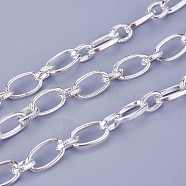 Iron Handmade Chains Mother-Son Chains, Unwelded, with Spool, Silver Color Plated, Mother Link:5x9.5mm, 1.2mm thick, Son Link:5x6mm, 1.2mm thick, about 164.04 Feet(50m)/roll(CHSM007Y-S)