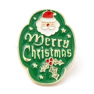 Christmas Theme Enamel Pins, Light Gold Alloy Badge for Backpack Clothes, Santa Claus, 30x23x2mm(JEWB-G023-01D)