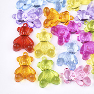 Transparent Acrylic Pendants, Bear, Mixed Color, 34x23x11mm, Hole: 2mm(X-TACR-S133-024)