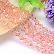 Faceted Polyhedron Imitation Austrian Crystal Bead Strands, Grade AAA, Pink, 10mm, Hole: 0.9~1mm, about 40pcs/strand, 15.7 inch(G-M183-10mm-30A)