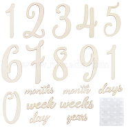Wood Baby Milestone Numbers Signs Sets, Newborn Photography Prop, Baby Age Milestone Marker Keepsake, Old Lace, 33~163x60~140x0.5~2mm(AJEW-WH0042-30)