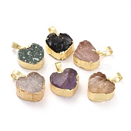 Natural Mixed Gemstone Pendants, with Golden Brass Findings, Heart, 18.5~19x17~17.5x8~8.5mm, Hole: 7.8x5mm(G-B012-13G)
