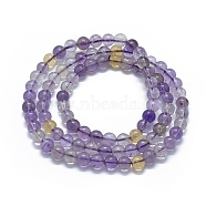 Natural Ametrine Beads Stretch Wrap Bracelets, Three Loops, Round, 20.5 inch~22.8 inch(52~58cm), Bead: 6~6.5mm, 86~90pcs/strand(BJEW-D443-05)