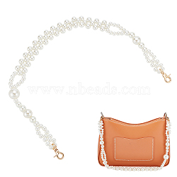 ABS Plastic Imitation Pearl Bag Handles, with Alloy Swivel Lobster Claw Clasps, for Bag Replacement Accessories, Light Gold, 56.7x2.35cm(KY-WH0046-39KCG)