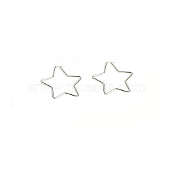 201 Stainless Steel Hoop Earrings, with 304 Stainless Steel Pin, Hypoallergenic Earrings, Star, Stainless Steel Color, 12 Gauge, 55x53x2mm, Pin: 1mm(EJEW-A052-17A-P)