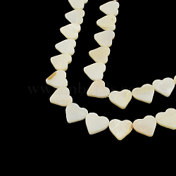 Heart Natural Sea Shell Beads Strands, 13x13~14x2~3mm, Hole: 0.5mm, about 28pcs/strand, 15.3 inch(SSHEL-F290-06)