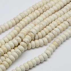 1 Strand Synthetic Turquoise Rondelle Beads Strands, Dyed, Creamy White, 6x4mm, Hole: 1mm, about 95pcs/strand, 15 inch(X-TURQ-G109-6x4mm-07)