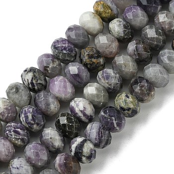 Natural Sugilite Beads Strands, Faceted, Rondelle, 9.5~10x7~7.5mm, Hole: 0.9mm, about 55pcs/strand, 15.94''(40.5cm)