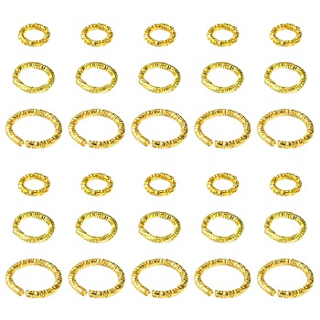 90Pcs 3 Styles Iron Open Jump Rings, Nickel Free, Twist Ring, Golden, 6~10x1.2mm, Inner Diameter: 3.5~7.5mm, 30pcs/style