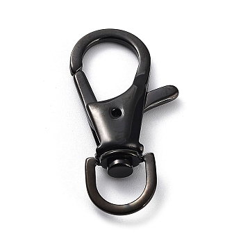 Ion Plating(IP) 304 Stainless Steel Swivel Lobster Claw Clasps, Swivel Snap Hook, Black, 34x16x5mm, Hole: 8mm