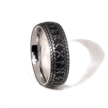 Stainless Steel Odin Norse Amulet Rune Finger Rings, Viking Rings for Women Man, Stainless Steel Color, 7.1mm, US Size 10(19.8mm)