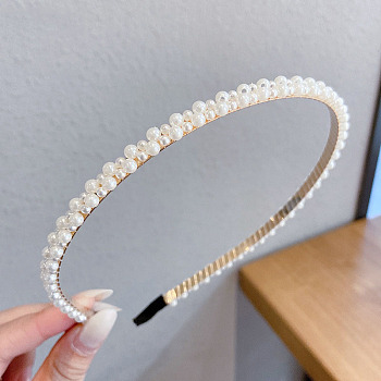 Plastic Imitation Pearls Hair Bands, Bridal Hair Bands Party Wedding Hair Accessories for Women Girls, White, 140mm
