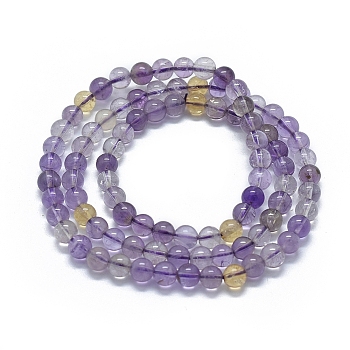 Natural Ametrine Beads Stretch Wrap Bracelets, Three Loops, Round, 20.5 inch~22.8 inch(52~58cm), Bead: 6~6.5mm, 86~90pcs/strand