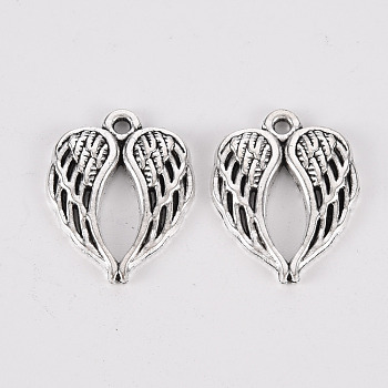 Tibetan Style Alloy Pendants, Lead Free & Cadmium Free, Wing, Antique Silver, 21.5x17x2mm, Hole: 1.6mm, about 290cs/500g