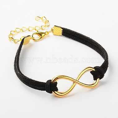 Valentines Gift Ideas for Her Faux Suede Cord Alloy Infinity Link Bracelets(BJEW-JB01260)-3