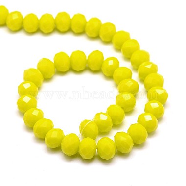 1 Strand Opaque Solid Yellow Color Faceted Crystal Glass Rondelle Beads Strands(X-EGLA-F049A-06)-3