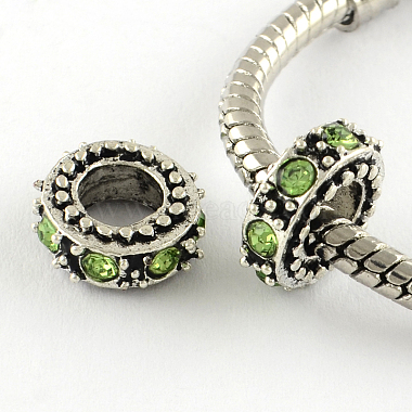 Antique Silver Plated Alloy Rhinestone Donut Large Hole European Beads(MPDL-R041-03)-2