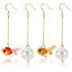 ANATTASOUL 2 Pairs 2 Colors Resin Fish & Glass Ball Asymmetrical Earrings(EJEW-AN0002-32)-1