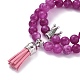 Dyed Natural Chalcedony Round Beads Stretch Bracelets Set for Girl Women(BJEW-JB07058)-5