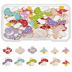 24Pcs 12 Styles Autumn Theme Alloy Enamel Pendants, Mushroom, Mixed Color, 15~19.5x13~18x1.5~2.5mm, Hole: 1.5~2.5mm, 2pcs/style(FIND-LP0001-38)