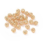 Brass Hollow Beads, Long-Lasting Plated, Round, Golden, 6mm(KK-E046-04C-G)