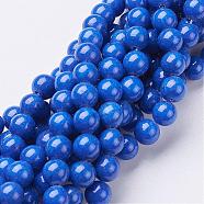 Natural Mashan Jade Round Beads Strands, Dyed, Blue, 8mm, Hole: 1mm, about 51pcs/strand, 15.7 inch(G-D263-8mm-XS08)
