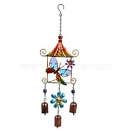 Glass Wind Chime, Pendant Decoration, with Iron Findings, for Garden, Window Decoration, Butterfly, 530x170mm(PW23040430565)