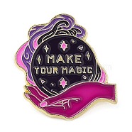 Magic Theme Enamel Pin, Light Gold Zinc Alloy Brooch for Backpack Clothes, Round, 30.5x29x1.5mm(JEWB-E023-02G-02)