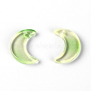 Glass Pendants, DIY Accessories for Jewelry Making, with Glitter Powder, Moon, Lime Green, 16x11.5x3mm, Hole: 1.2mm(DIY-TAC0013-14F)
