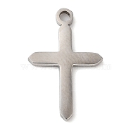 201 Stainless Steel Pendants, Cross Charm, Stainless Steel Color, 19x12x1.5mm, Hole: 1.8mm(STAS-D053-15B-P)