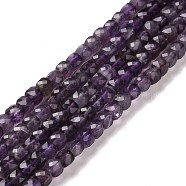 Natural Amethyst Beads Strands, Faceted, Cube, 4x4x4mm, Hole: 0.8mm, about 100pcs/strand, 15.51''(39.4cm)(G-L581C-002-A)