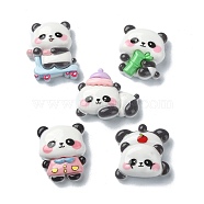 Opaque Resin Animal Cabochons, Cute Panda, Mixed Color, 22~26x20~27x8~8.5mm(CRES-M028-01)